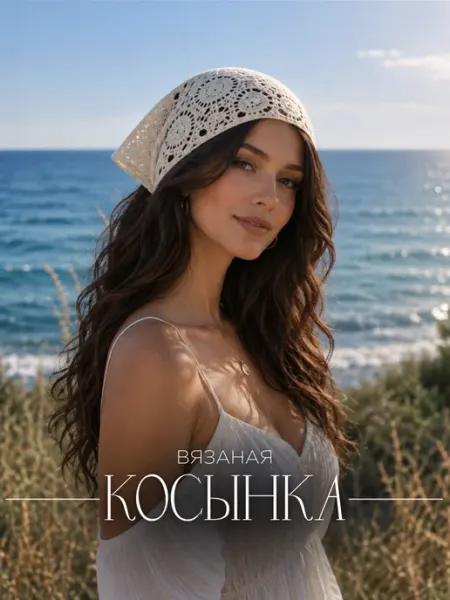 Bo.A.I Косынка бандана вязаная ажурная на завязках кроше