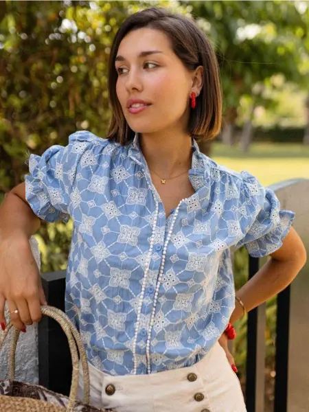 ТЫСЯЧА СТОЛИЦ Летняя ажурная рубашка