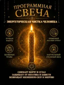 Программная свеча "Энергетическая чистка человека". Малая.