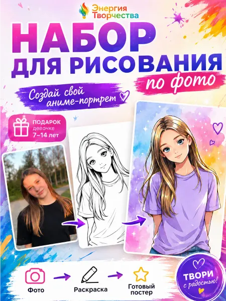 Энергия_творчества Подарочный набор для рисования по фото аниме раскраска