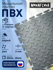 Модульная ПВХ плитка на пол (серая , фактура " металл" )