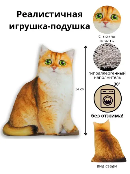 Ланфрен Мягкая игрушка подушка антистресс кот кошка