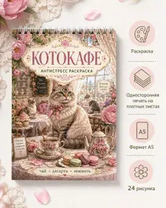 Раскраска антистресс Котокафе, котики