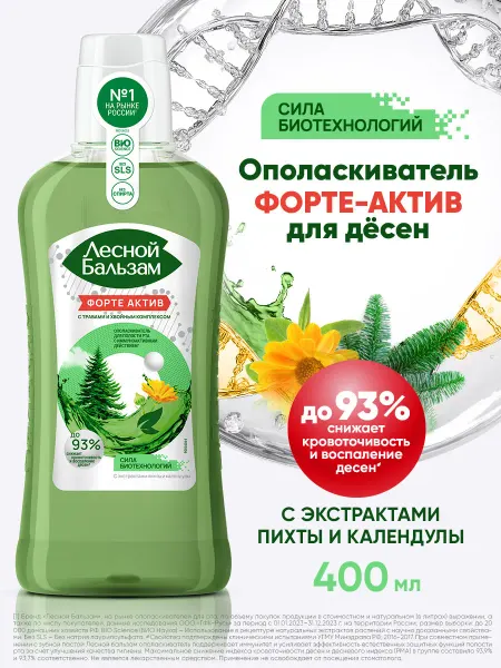 Лесной бальзам Ополаскиватель для рта от кровоточивости и воспалений 400 мл