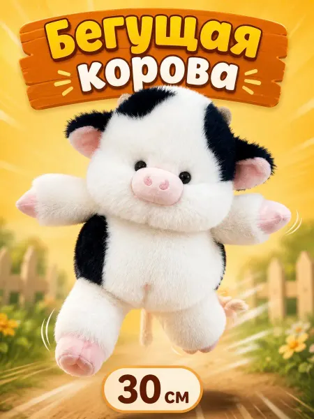 Игрушки плюшевая радость Мягкая игрушка бегущий теленок корова