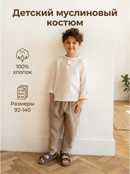 Бибик Костюм муслиновый рубашка и брюки