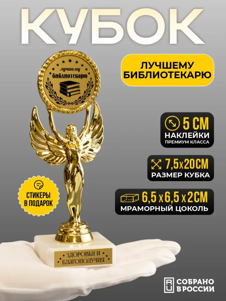 Сувенир Сувениров Кубок подарочный Лучшему библиотекарю
