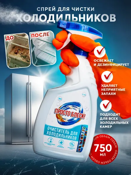 Просто блеск! Спрей для холодильника с нейтрализатором запаха, 750 мл