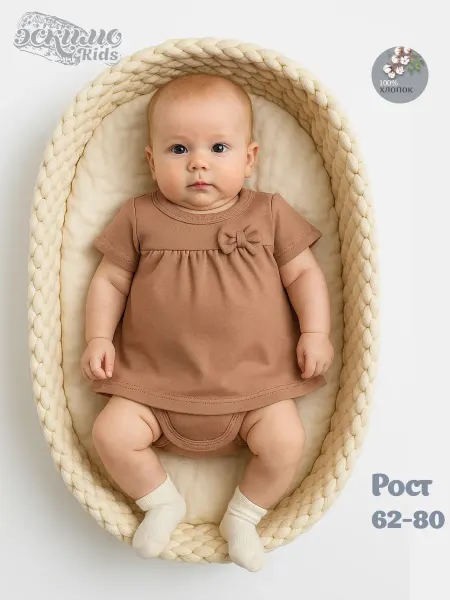 Эскимо. Платье боди для новорожденных, с коротким рукавом 1 шт