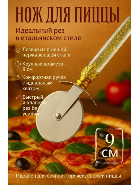 Бонит Нож для пиццы круглый роликовый