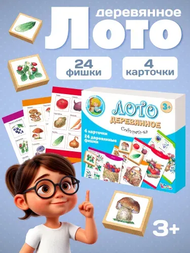 Лото детское деревянное "Собирай-ка" для малышей Десятое королевство