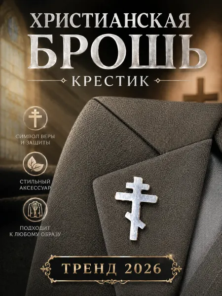 Мир дому Брошь на одежду крестик христианский