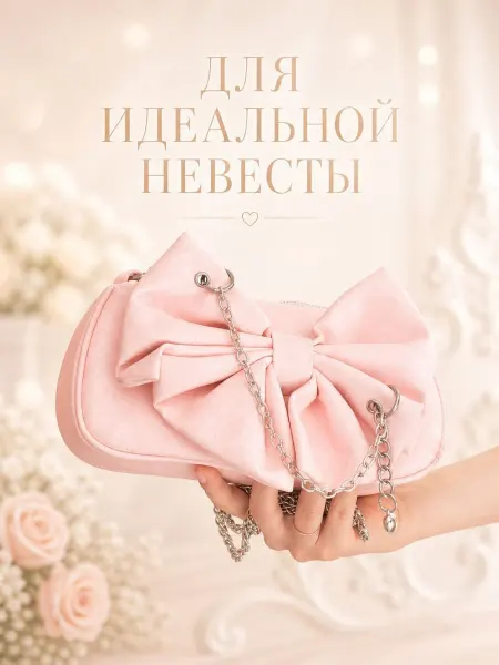 Неушанка Сумка клатч вечерняя на цепочке свадебная для невесты