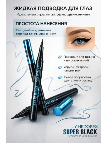 НаМиллион03 подводка для глаз черная водостойкая фломастер