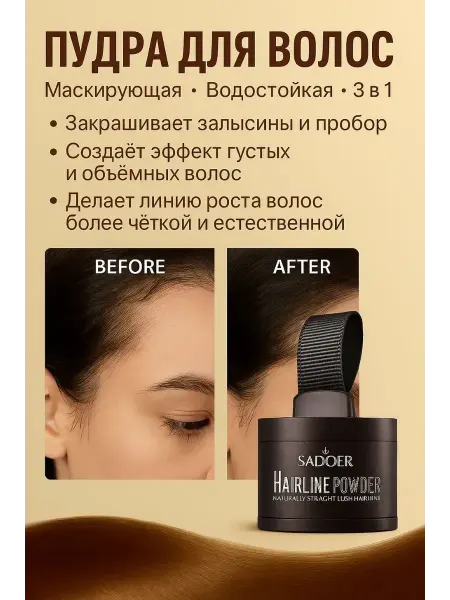 Пудра для волос тонирующая для закрашивания седины