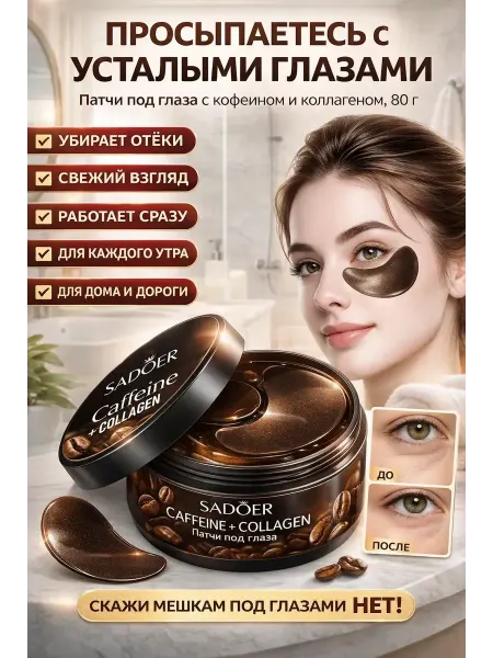 Акция удачи Патчи для глаз с кофеином от тёмных кругов и отёков