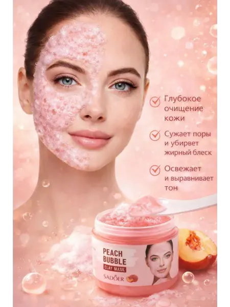НурланОва Пузырьковая глиняная маска для лица с персиком