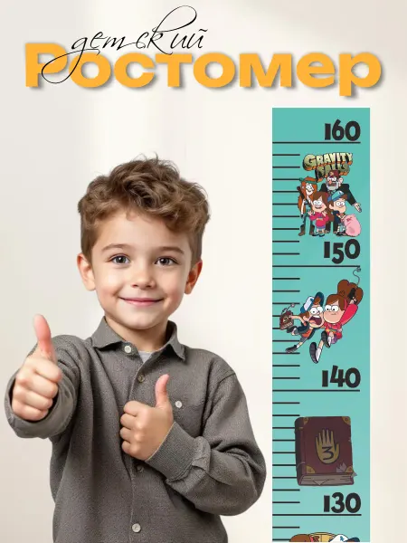 Пиксель Плэйс Наклейки Интерьерные Ростомер детский на стену наклейка Гравити Фолс