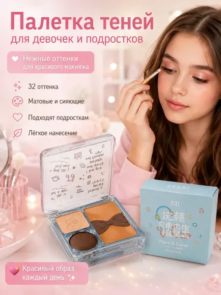 Уют Красота Дом Тени для девочек подростков палетка.детская косметика
