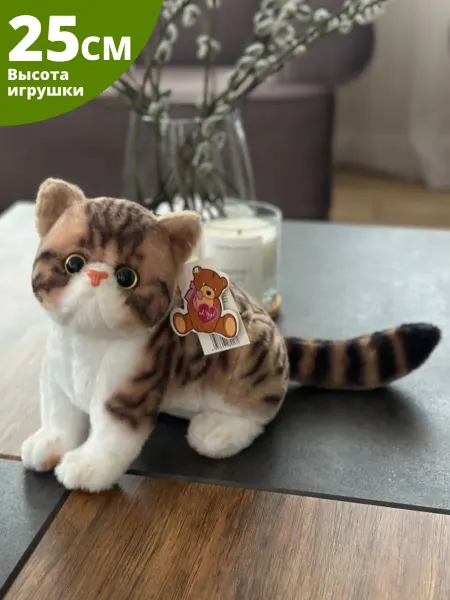 Окей Тойс Мягкая игрушка Котенок Полосатый, реалистичный