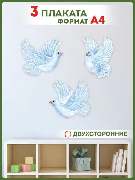 ТМ Империя поздравлений набор плакатов голуби на стену для школы детского сада 3 шт