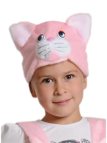 КарнавалOFF Кошечка розовая маска-шапочка плюш