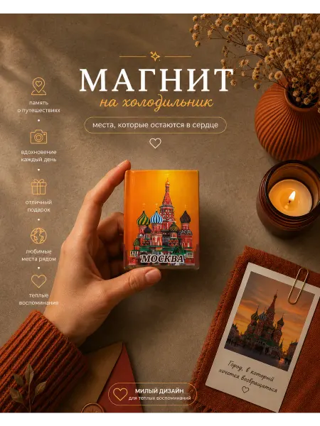 Книжка с фишкой Магнит на холодильник Москва сувенир книга