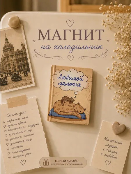 Книжка с фишкой Магнит на холодильник подарок маме увенир