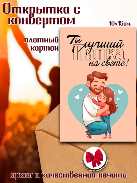 Подарочная открытка с конвертом Папе