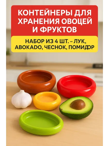ОФ01 Контейнер для хранения в холодильнике набор из 4 шт
