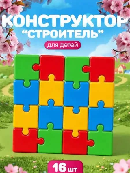 ЮГ-пласт Кубики пазлы детские пластмассовые набор 8 шт