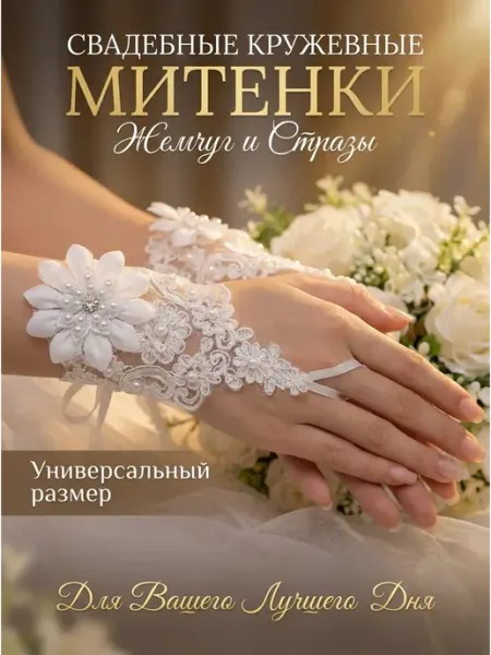 Перчатки митенки свадебные кружевные
