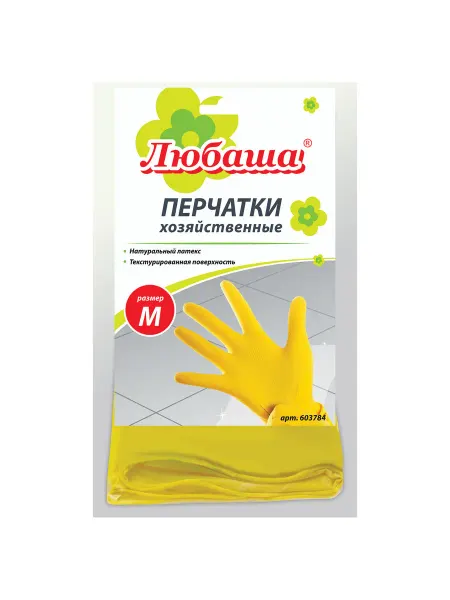 Любаша Перчатки латексные, хлопчатобумажное напыление