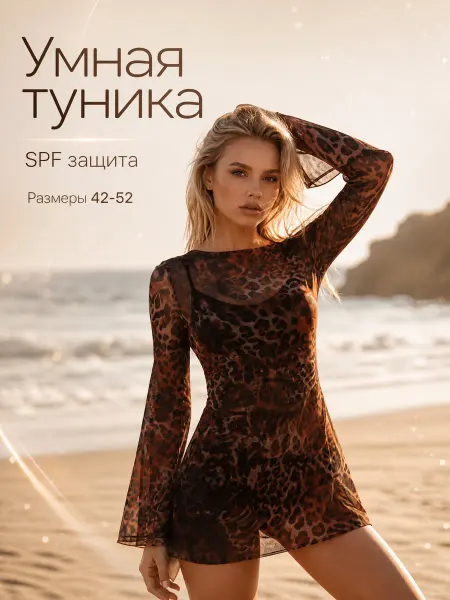 Туника пляжная платье спф парео накидка леопард