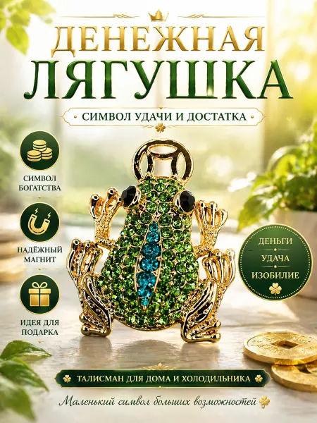 Сувениры И подарки Мари Лягушка магнит со стразами на холодильник
