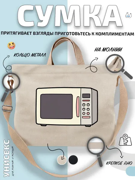 Через-плечо Сумка шоппер с белой микроволновкой