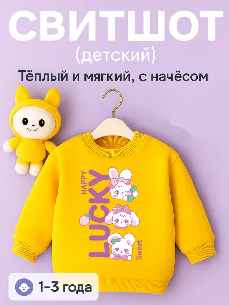 Топа шлёпа Свитшот детский тёплый с начёсом