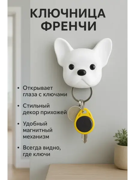 ОФ02 Ключница магнитная настенная белая