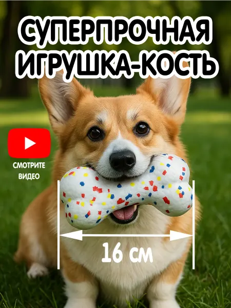 ПозитиFFчик Игрушка для собак мелких и средних пород прочная Косточка
