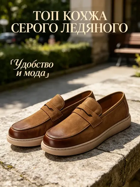 Натуральные кожаные мокасины