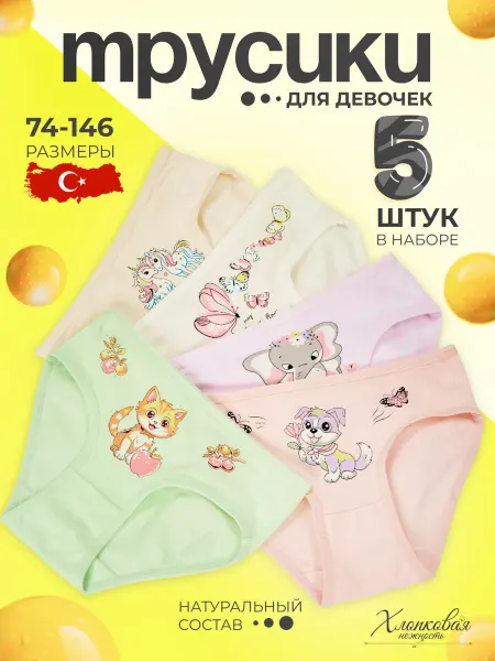 TwinBody Трусы детские для девочек набор 5 штук