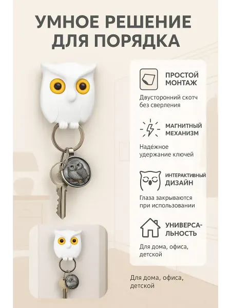 МК82 Ключница настенная Сова с магнитом