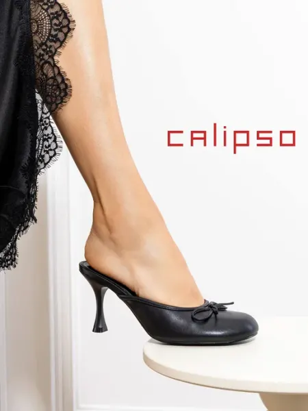 Calipso Мюли черные женские на каблуке