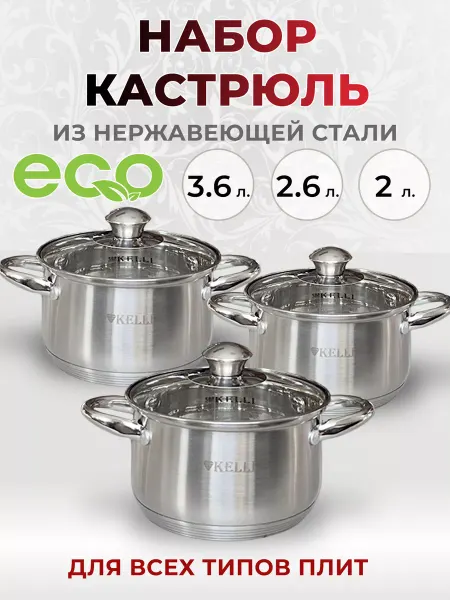 ТЕХНО-ВИЛКА Набор кастрюль с крышками