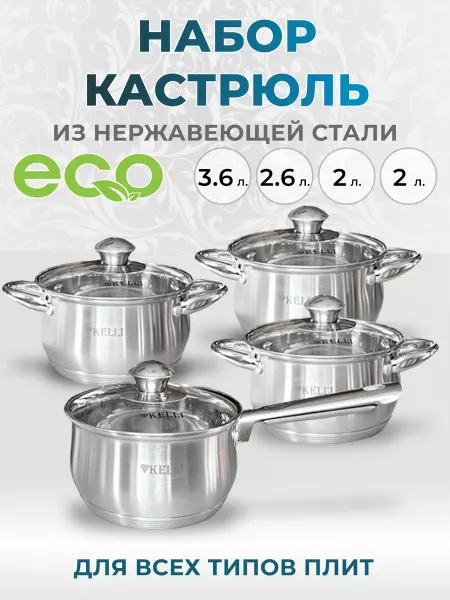 ТЕХНО-ВИЛКА Набор кастрюль с ковшом