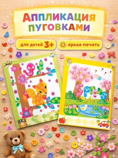 Аппликация пуговицами 2 штуки, набор для детского творчества