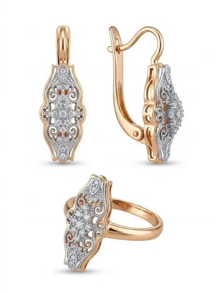 Nata.Gold Комплект серьги и кольцо