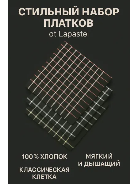 Lapastel Набор платков в клетку 3 штуки