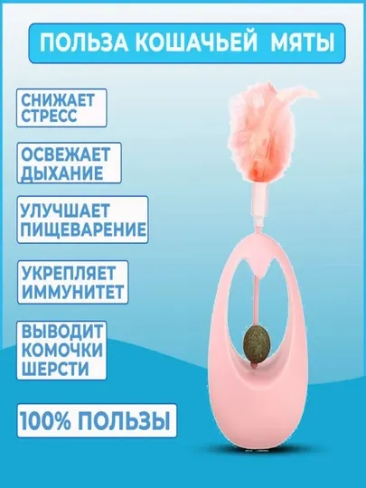 Мяч, кошачья мята, игрушка-неваляшка, перо-дразнилка для кошек