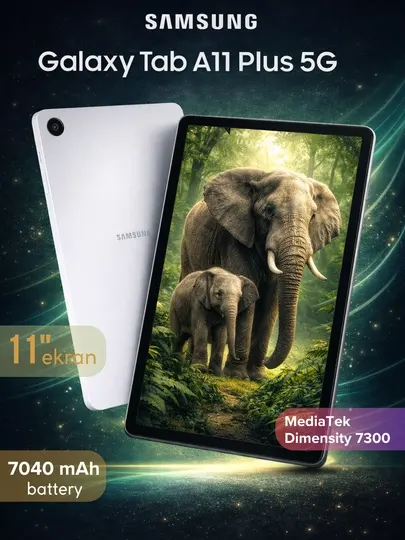 Планшет Samsung Galaxy Tab A11 Plus 5G,11" TFT LCD,7040мАч,Wi-Fi,SIM-карта, гарантия 1 год